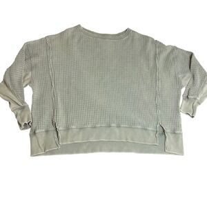 American Eagle Seriously Lived-In Waffle Knit Thermal Top Sage Green Small